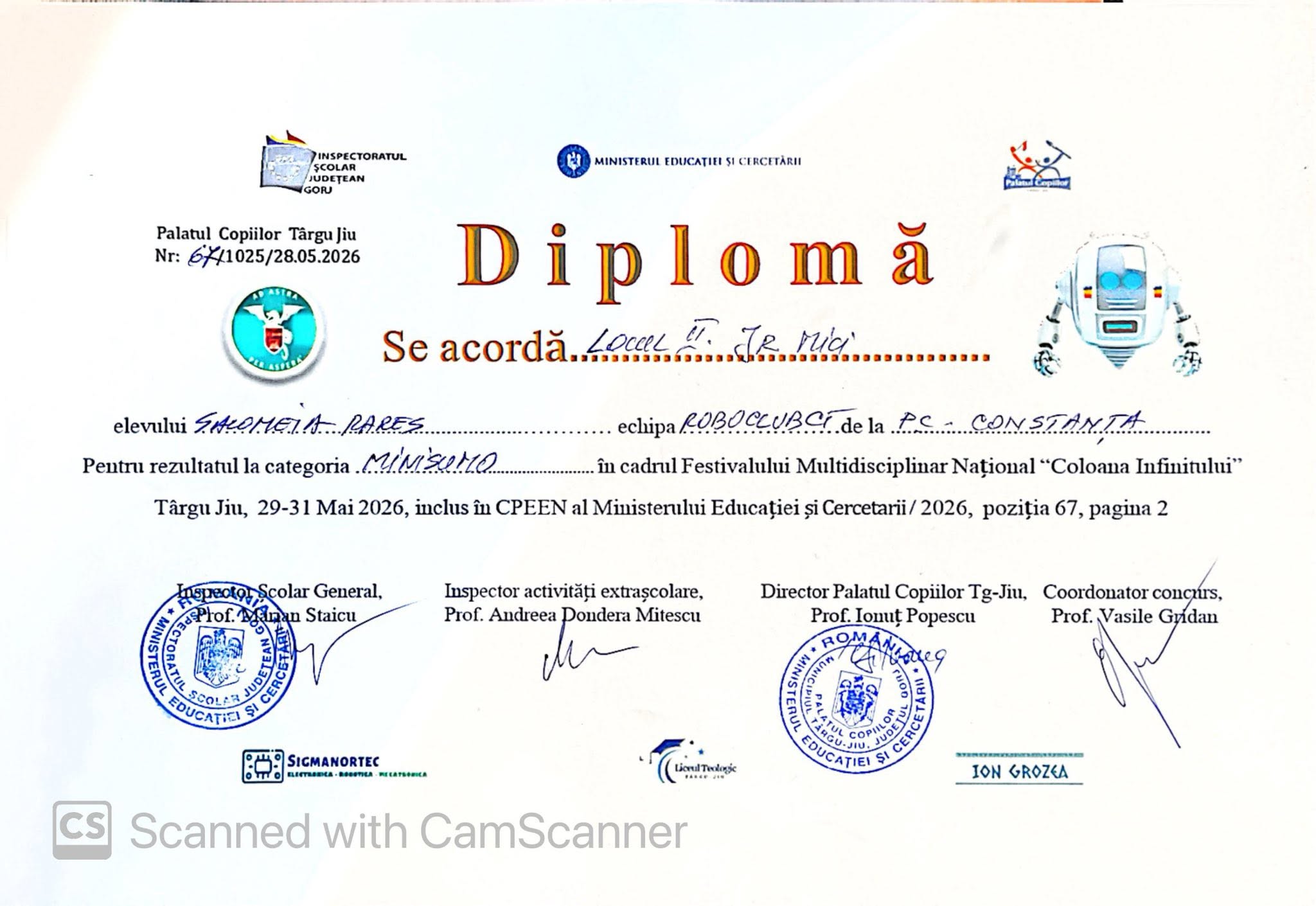 Diploma Târgu-Jiu